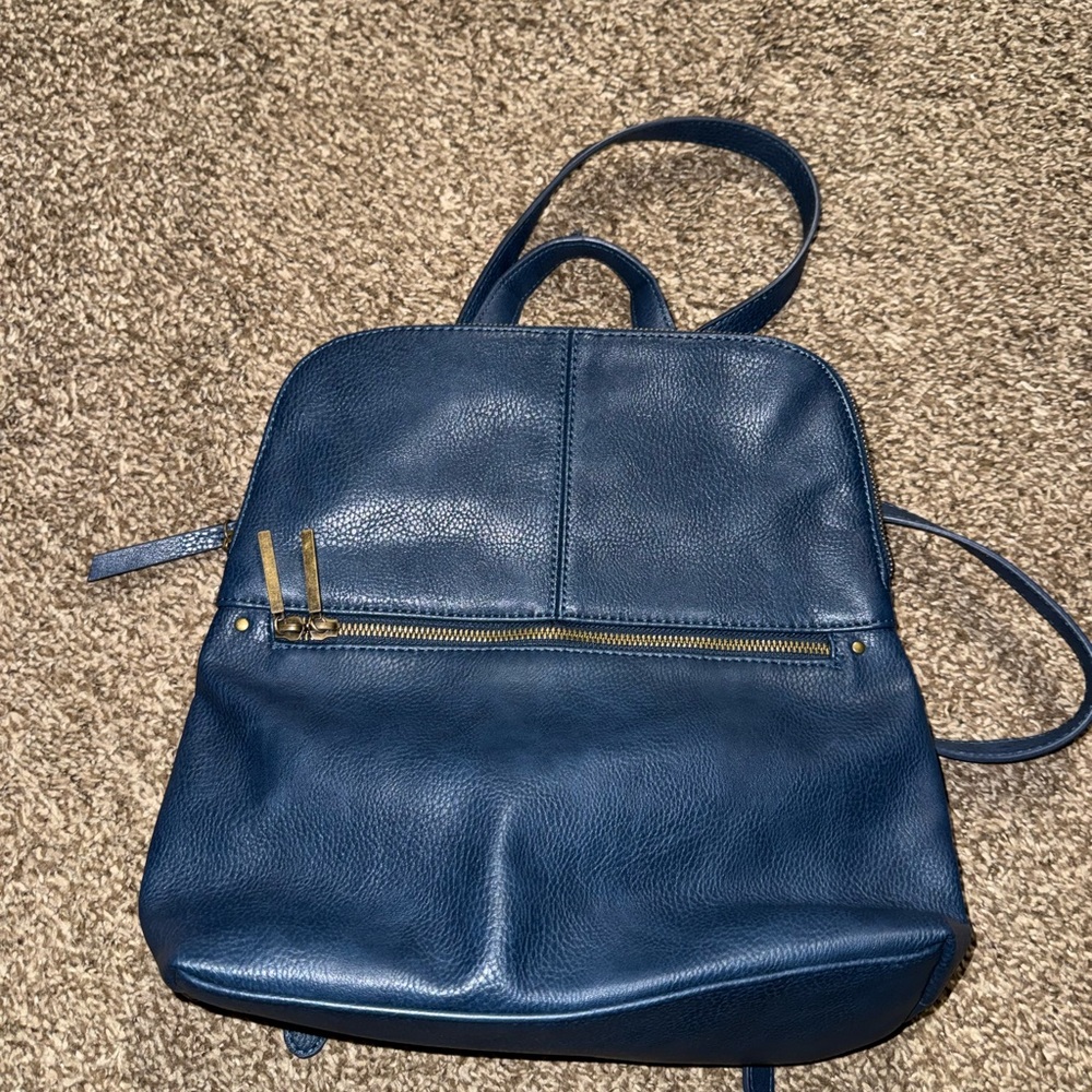 Chic Navy Leather Backpack - image 1